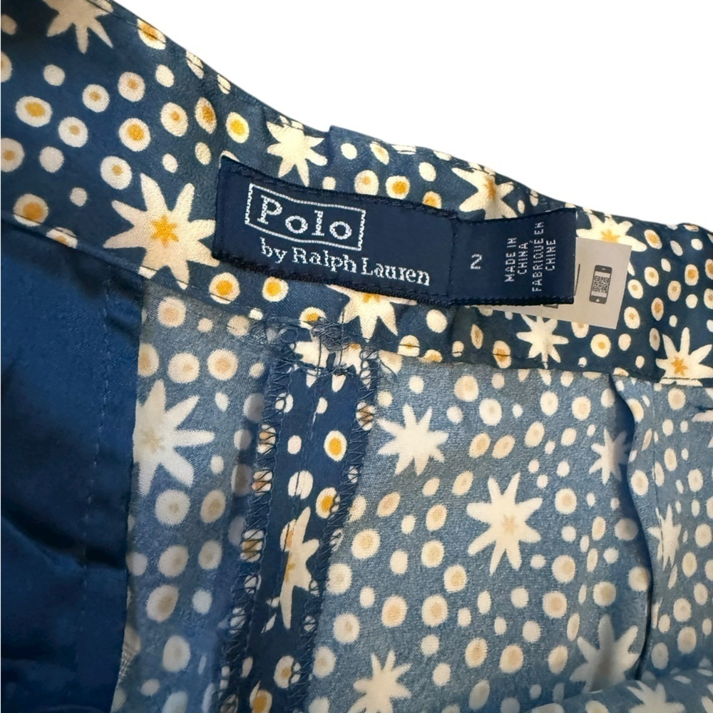 Polo Ralph Lauren Starburst-Motif Satin Wide-Leg Pant Size 2 Excellent Condition - Picture 6 of 9
